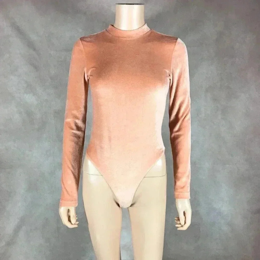 Urban Outfitters Velvet Long Sleeve Bodysuit SMALL - Picture 1 of 13